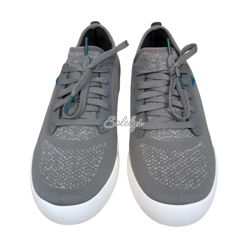 Vessi Weekend Womens 9 Concrete Grey White Waterproof Dyma-Tex Knit Sneaker